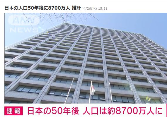 50年後の日本の人口